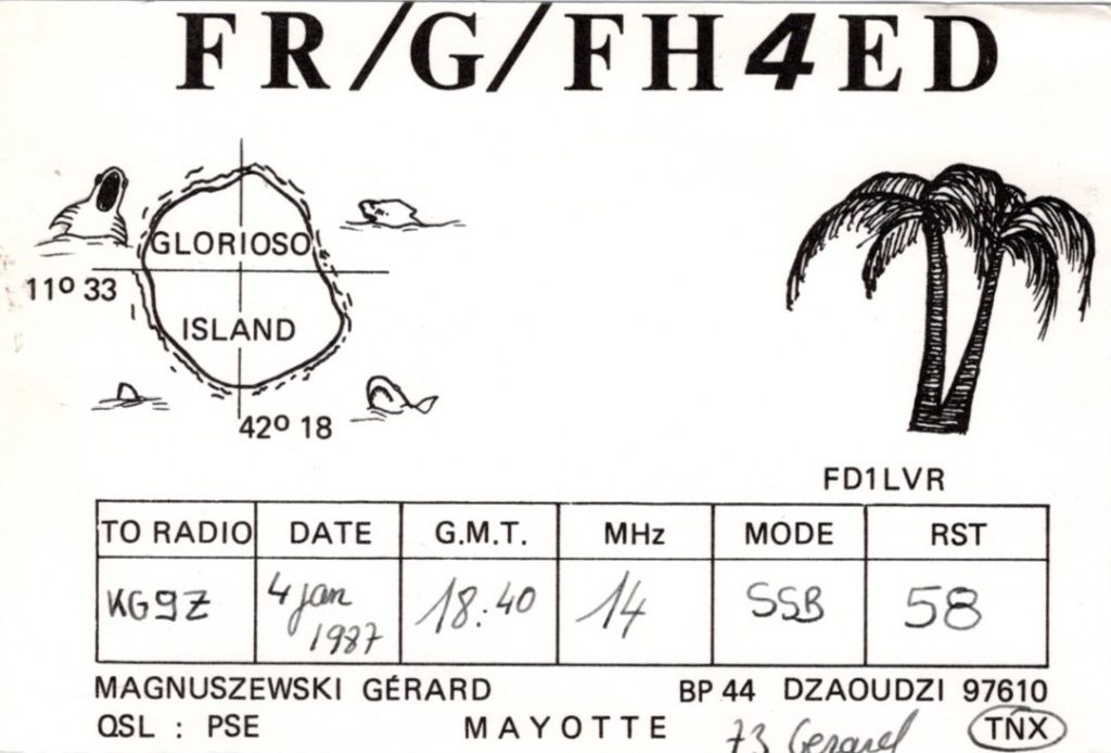 FH4ED Mayotte Island Ham Radio QSL Card