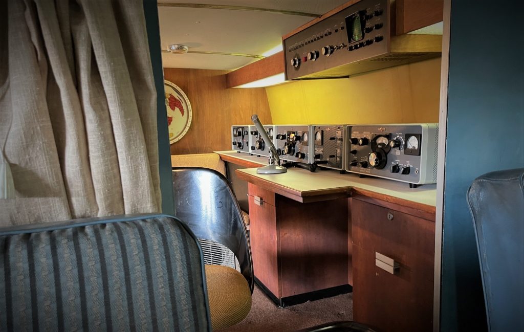 inside view of collins radio van with ham equipment