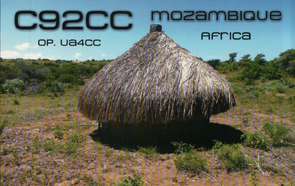 c92cc mozambique ham radio qsl car, front
