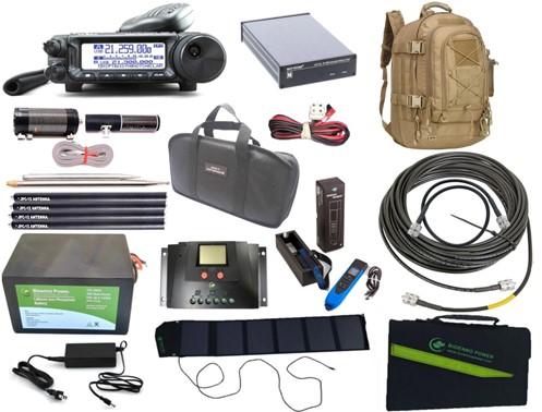 collage of ham radio portable equipment