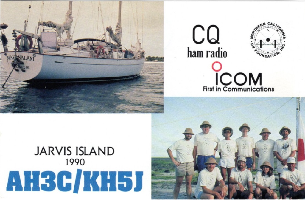 AH3C ham radio qsl card from Jarvis Island, front