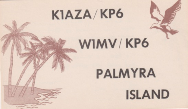 K1AZA ham radio qsl card from Jarvis Island, front