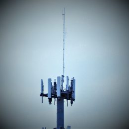 N8DXE radio Repeater Antenna atop a large tower