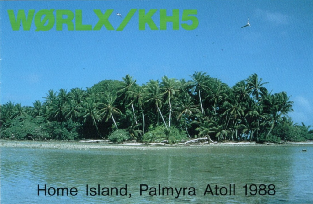 W0RLX ham radio qsl card from palmyra atoll