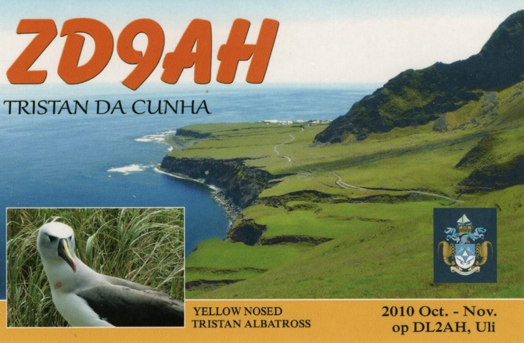 DZ9AH ham radio qsl card from Tristan Da Cunha