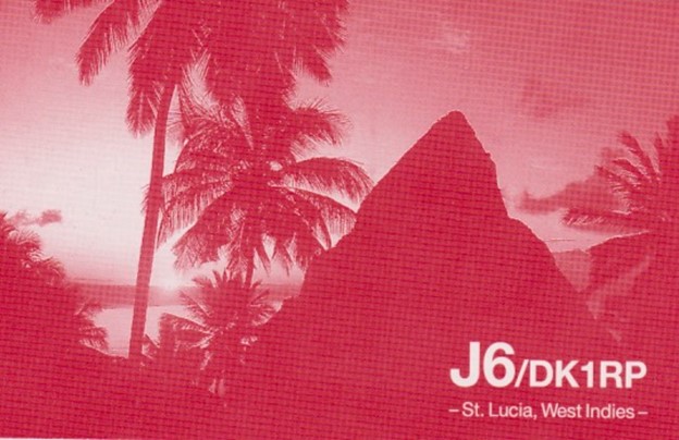 J6-DK1RP Ham Radio QSL Card from St Lucia