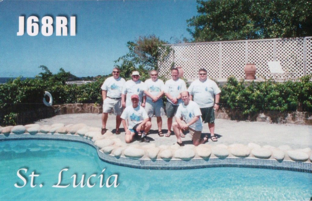 J68RI Ham Radio QSL Card from St Lucia