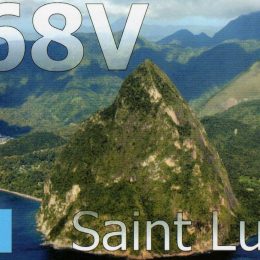 J68V Ham Radio QSL Card from St Lucia