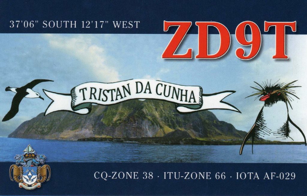 ZD9T ham radio qsl card from Tristan Da Cunha