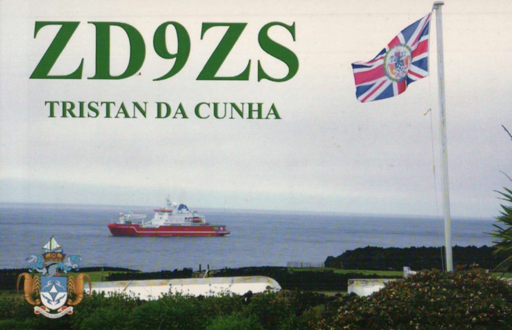 ZD9ZS ham radio qsl card from Tristan Da Cunha