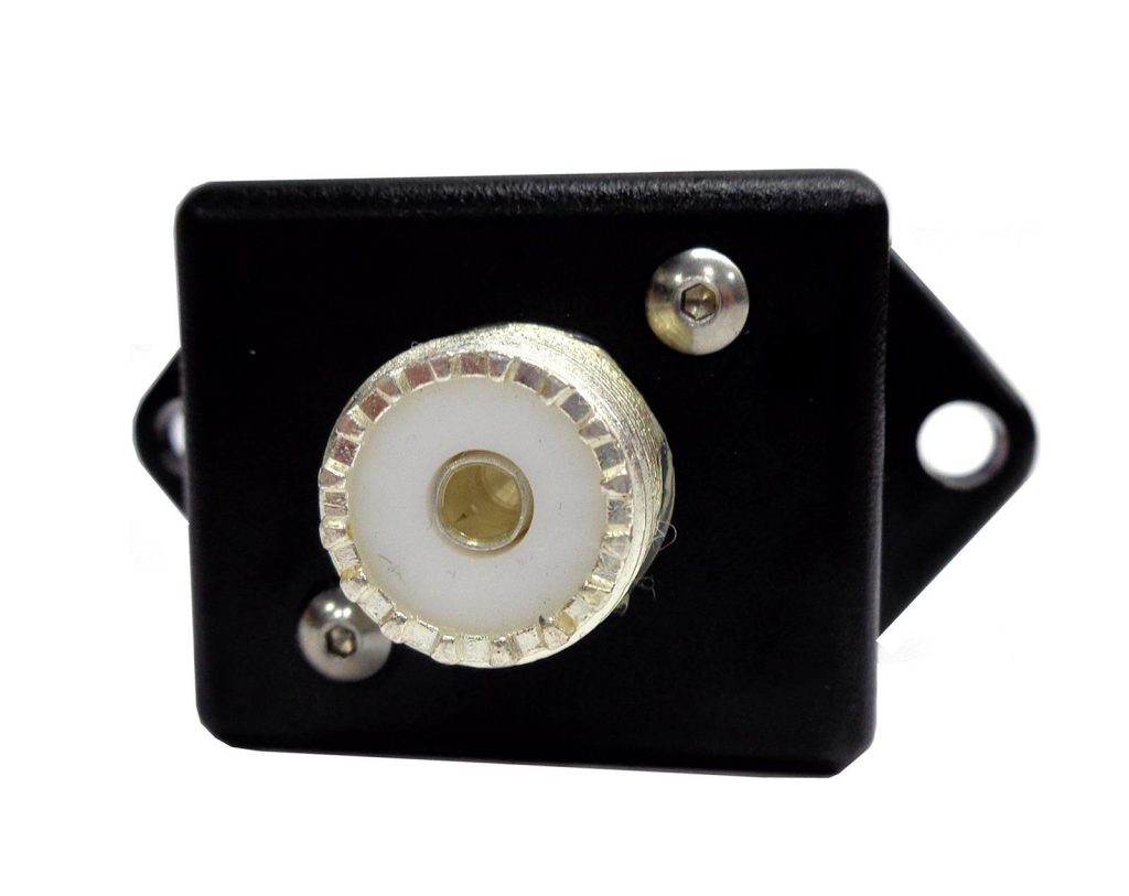 SO-239 female RF connector mounted in a black box