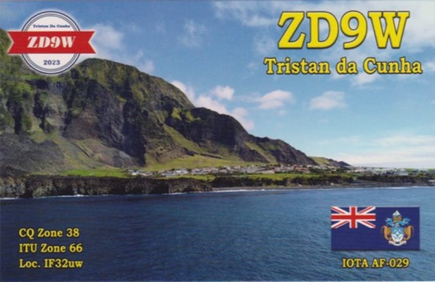 zd9w ham radio qsl card from Tristan Da Cunha