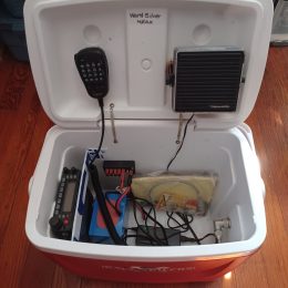 portable ham radio station built into a cooler