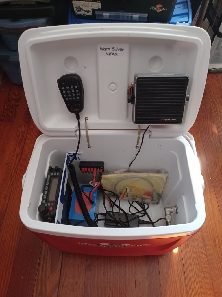 portable ham radio station built into a cooler