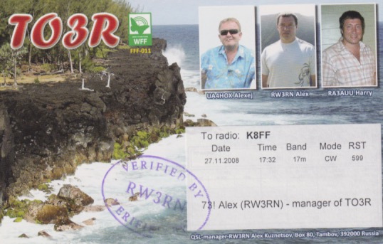 TO3R QSL Card from Réunion Island