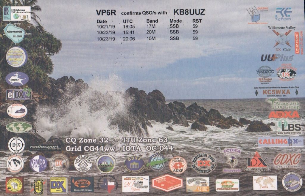 VP6R Ham Radio QSL Card from Pitcairn Island, back