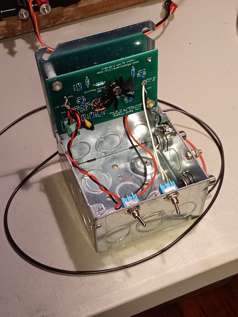 antenna components in a homemade electrical box