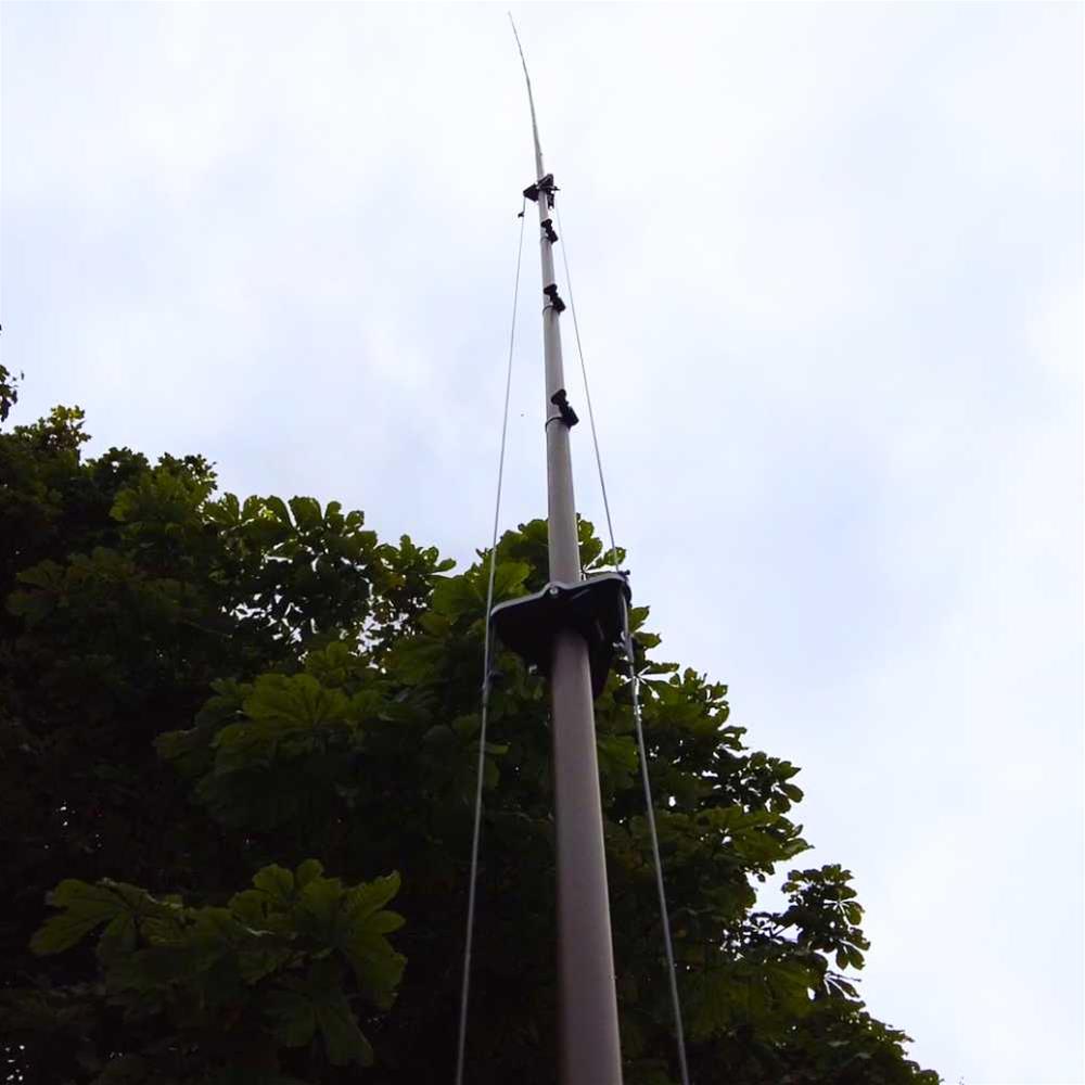 large portable ham radio antenna mast in sky