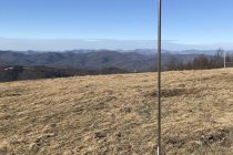 portable ham radio antenna set up over mountain range