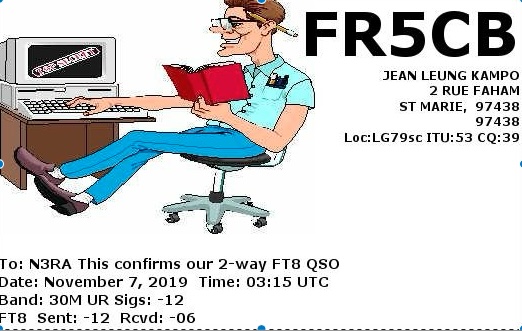 FR5CB QSL Card from Réunion Island