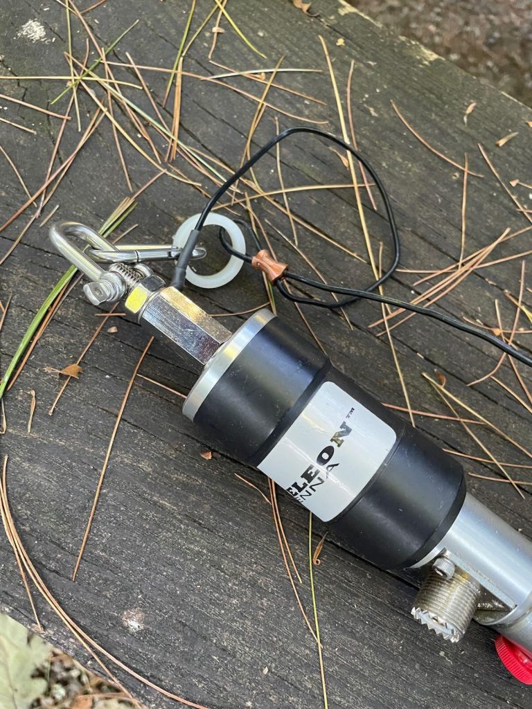 close up of ham radio antenna base on table