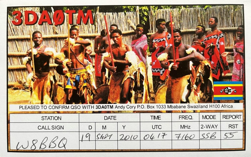 3DA0TM Ham Radio QSL Card from eSwatini