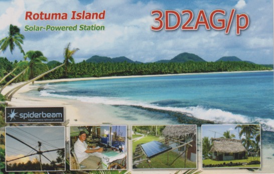 3D2AG Ham Radio QSL Card from Rotuma Island, front