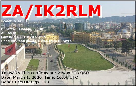 ZA/IK2RLM Ham Radio QSL Card from Albania