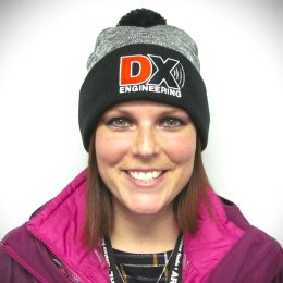 woman wearing a dx engineering winter hat