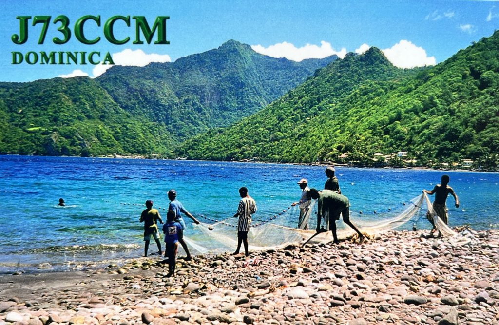 J73CCM Ham Radio QSL Card from Dominica