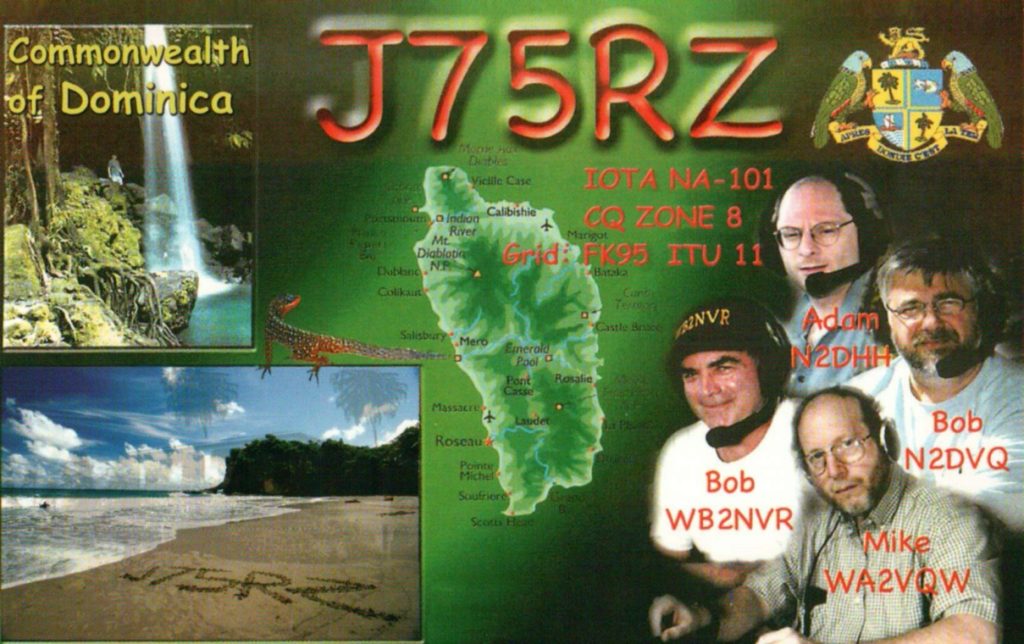 J75RZ Ham Radio QSL Card from Dominica