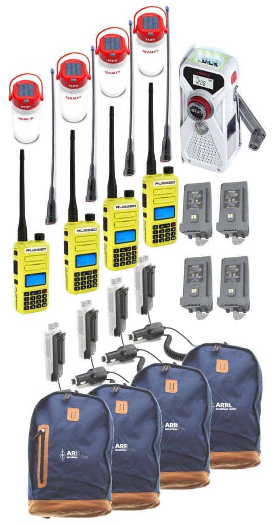 Large group of radios, backpacks, and charging kits