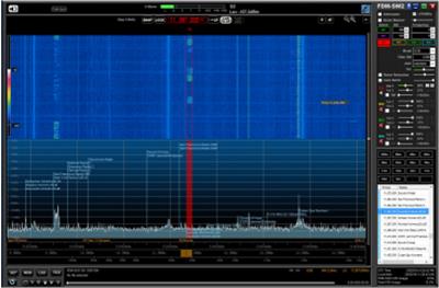 waterfall display of a sdr ham radio transceiver