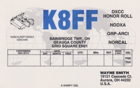 K8FF Ham Radio QSL Card