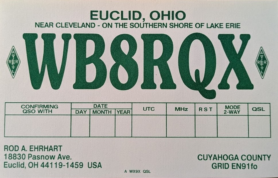 WB8RQX Ham Radio QSL Card