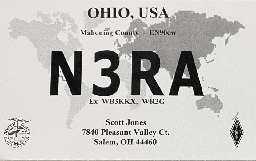 N3RA Ham Radio QSL Card, front